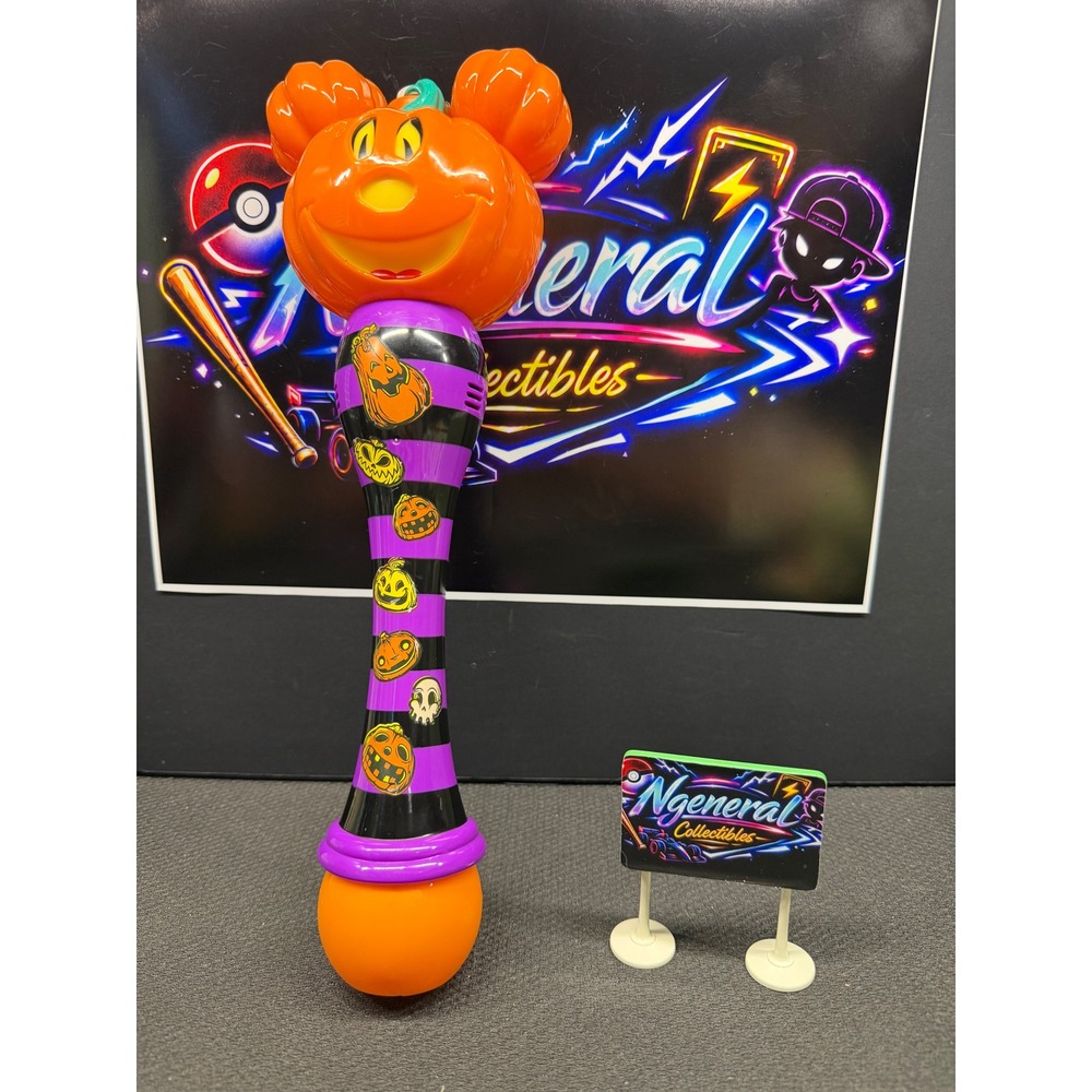 Disney Mickey Mouse Pumpkin Halloween Light Up Bubble Wand Orange AS-IS